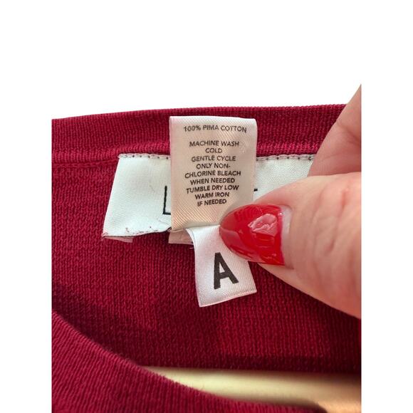 LOFT Petite Red Pima Cotton Cardigan Button Front Sweater Size PM EUC - Picture 6 of 7